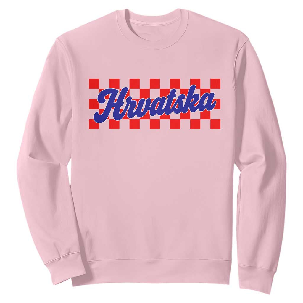 Hrvatska Sweatshirt Checkered Retro Croatia Zagreb Croatian