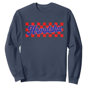 Hrvatska Sweatshirt Checkered Retro Croatia Zagreb Croatian