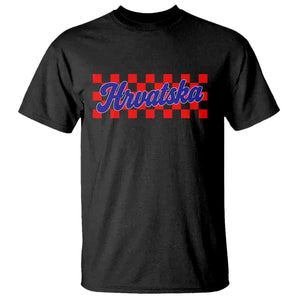 Hrvatska T Shirt Checkered Retro Croatia Zagreb Croatian