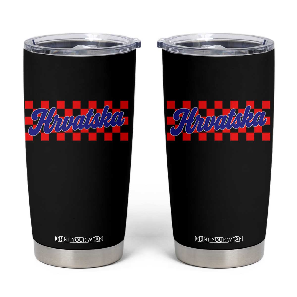 Hrvatska Tumbler Cup Checkered Retro Croatia Zagreb Croatian