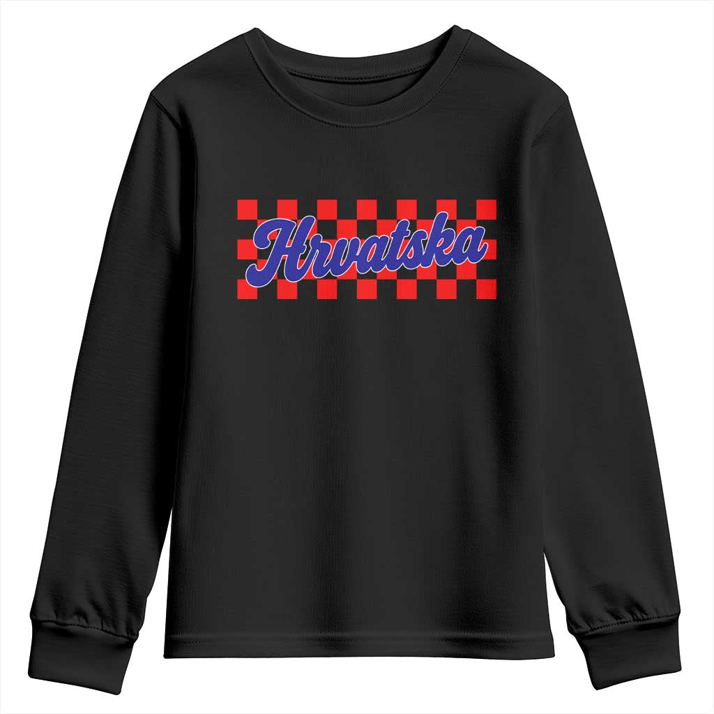 Hrvatska Youth Sweatshirt Checkered Retro Croatia Zagreb Croatian
