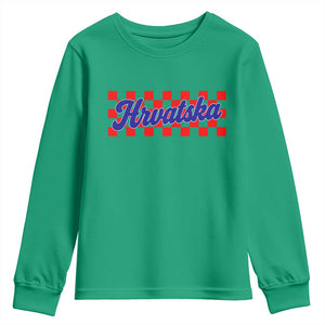 Hrvatska Youth Sweatshirt Checkered Retro Croatia Zagreb Croatian