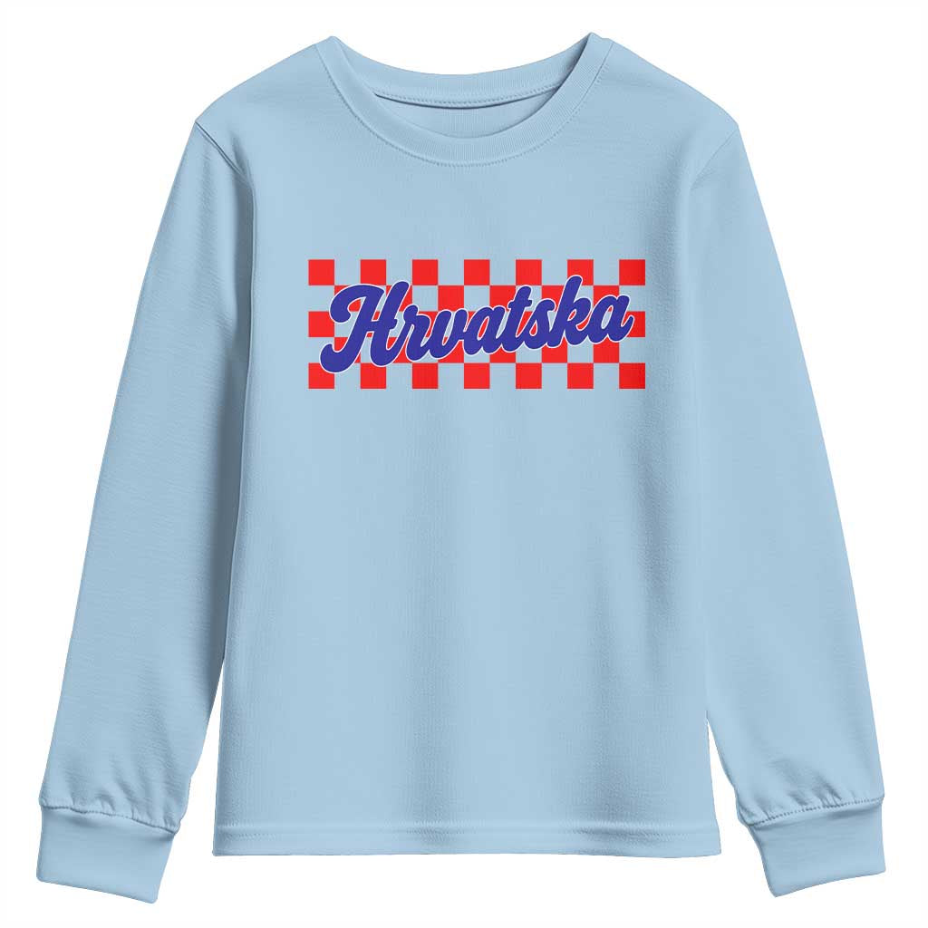Hrvatska Youth Sweatshirt Checkered Retro Croatia Zagreb Croatian