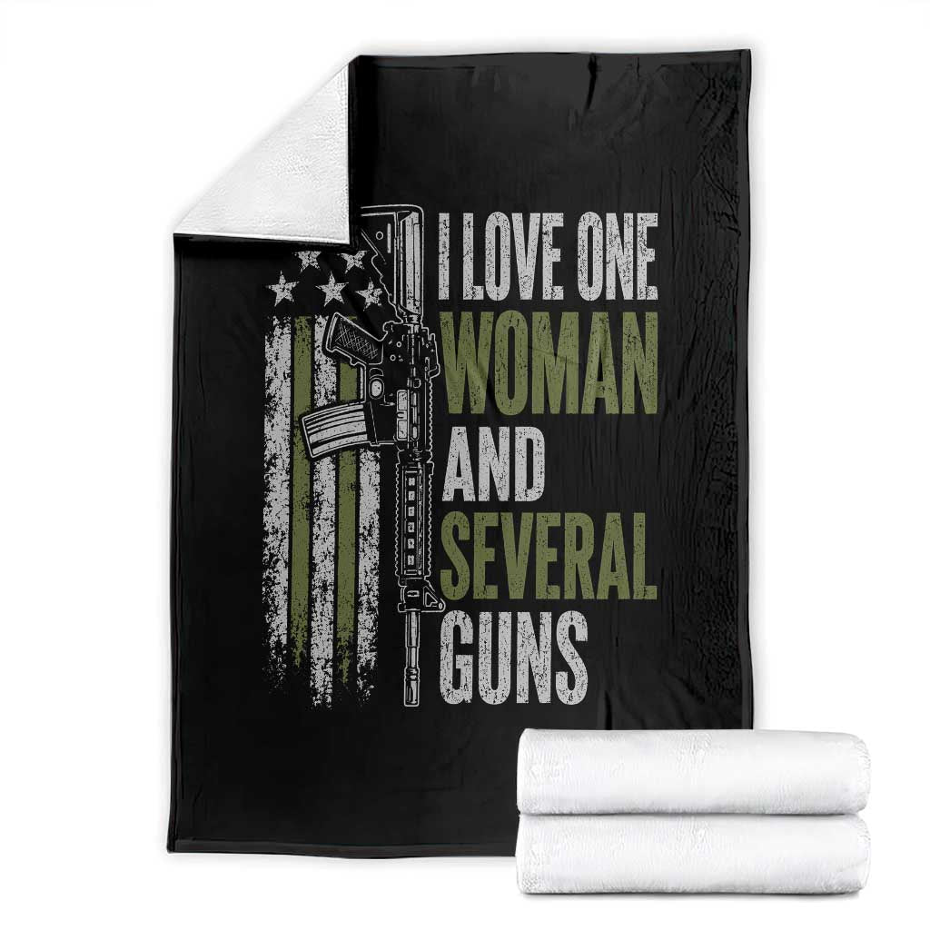 I Love One Woman And Several Guns Throw Blanket Vintage American Flag Funny Husband Gun Lover