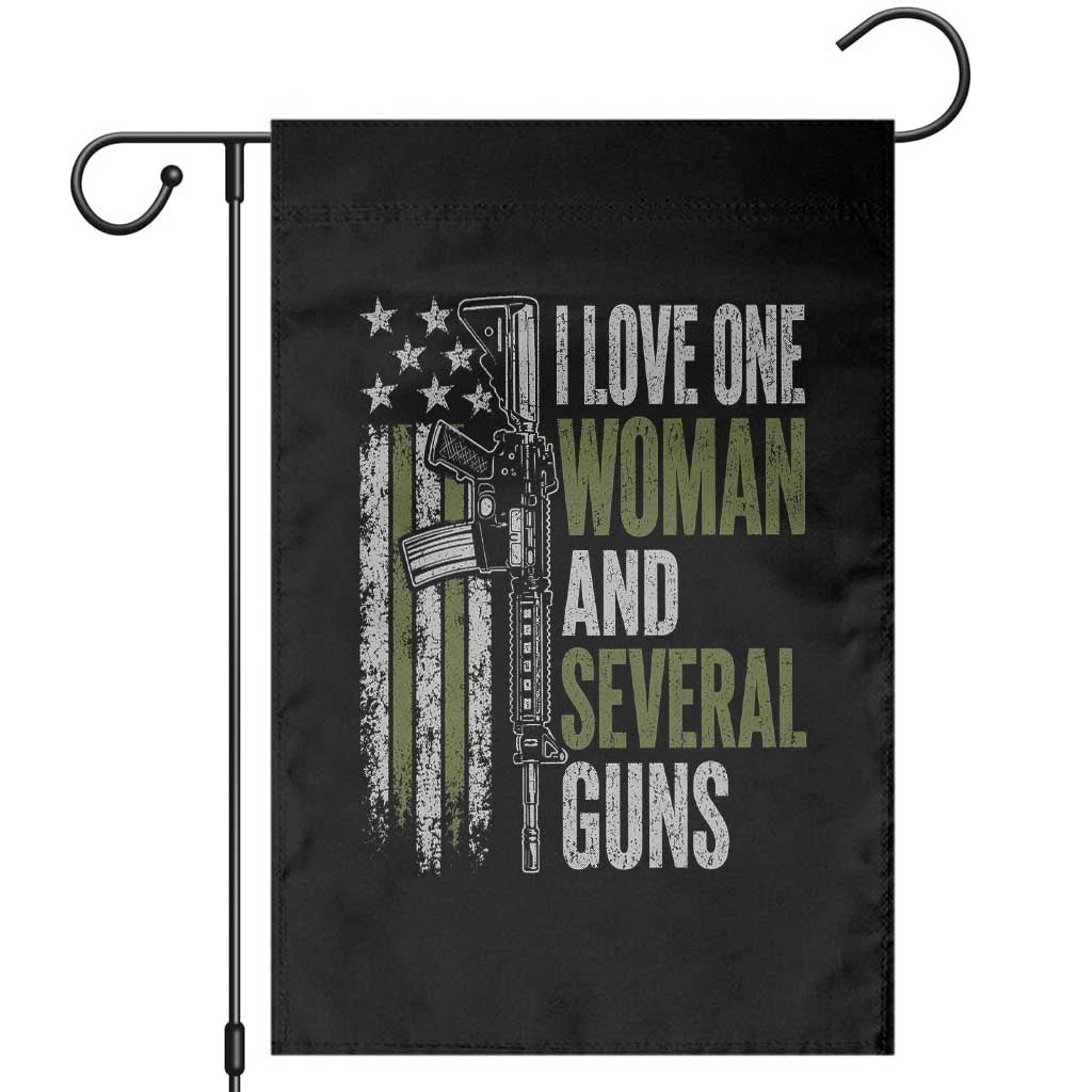I Love One Woman And Several Guns Garden Flag Vintage American Flag Funny Husband Gun Lover TS10 Black Print Your Wear