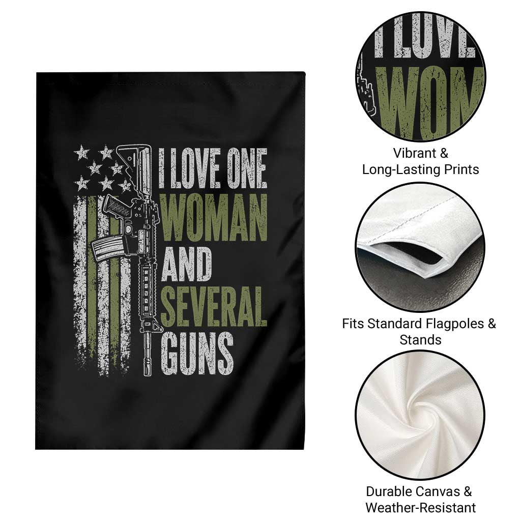 I Love One Woman And Several Guns Garden Flag Vintage American Flag Funny Husband Gun Lover
