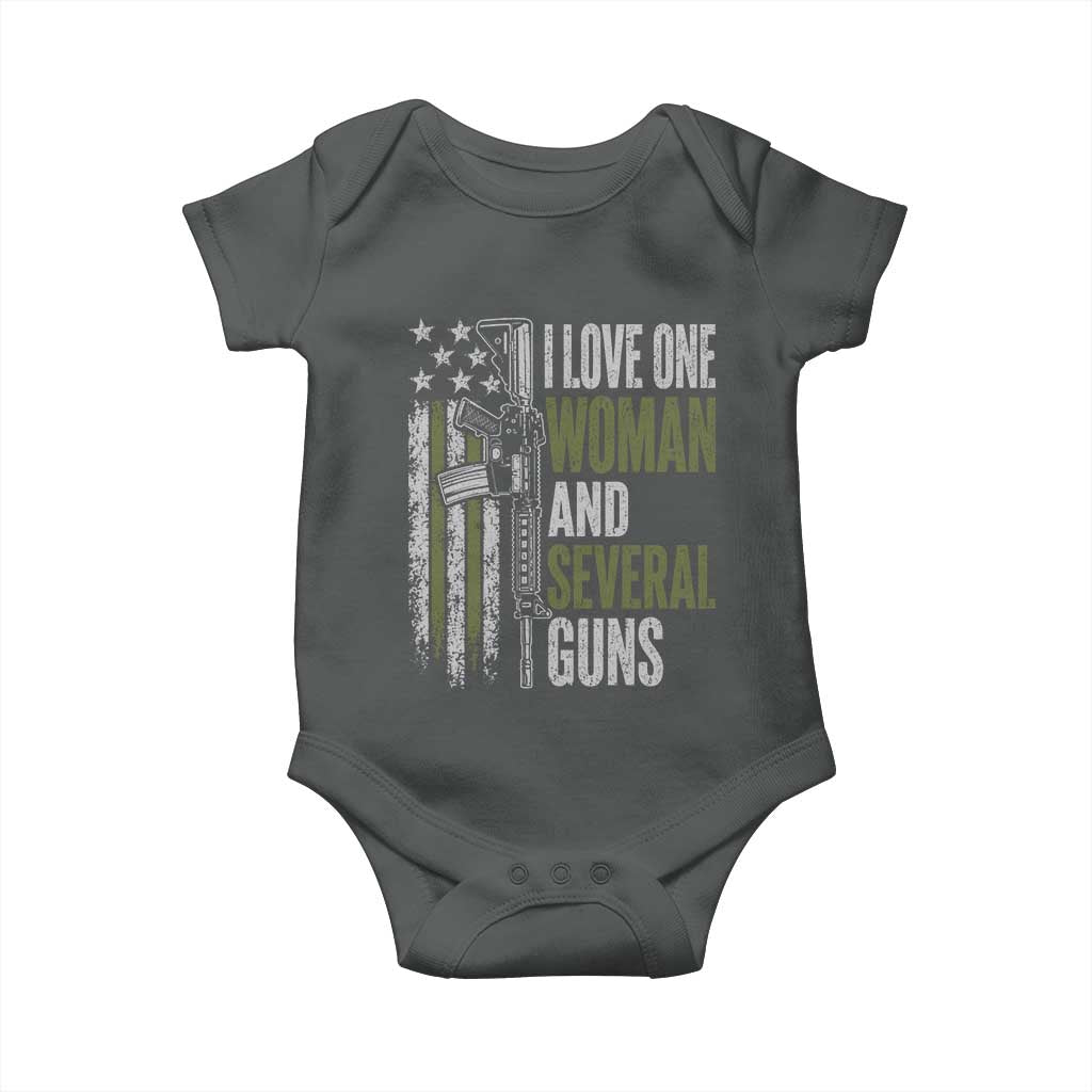 I Love One Woman And Several Guns Baby Onesie Vintage American Flag Funny Husband Gun Lover