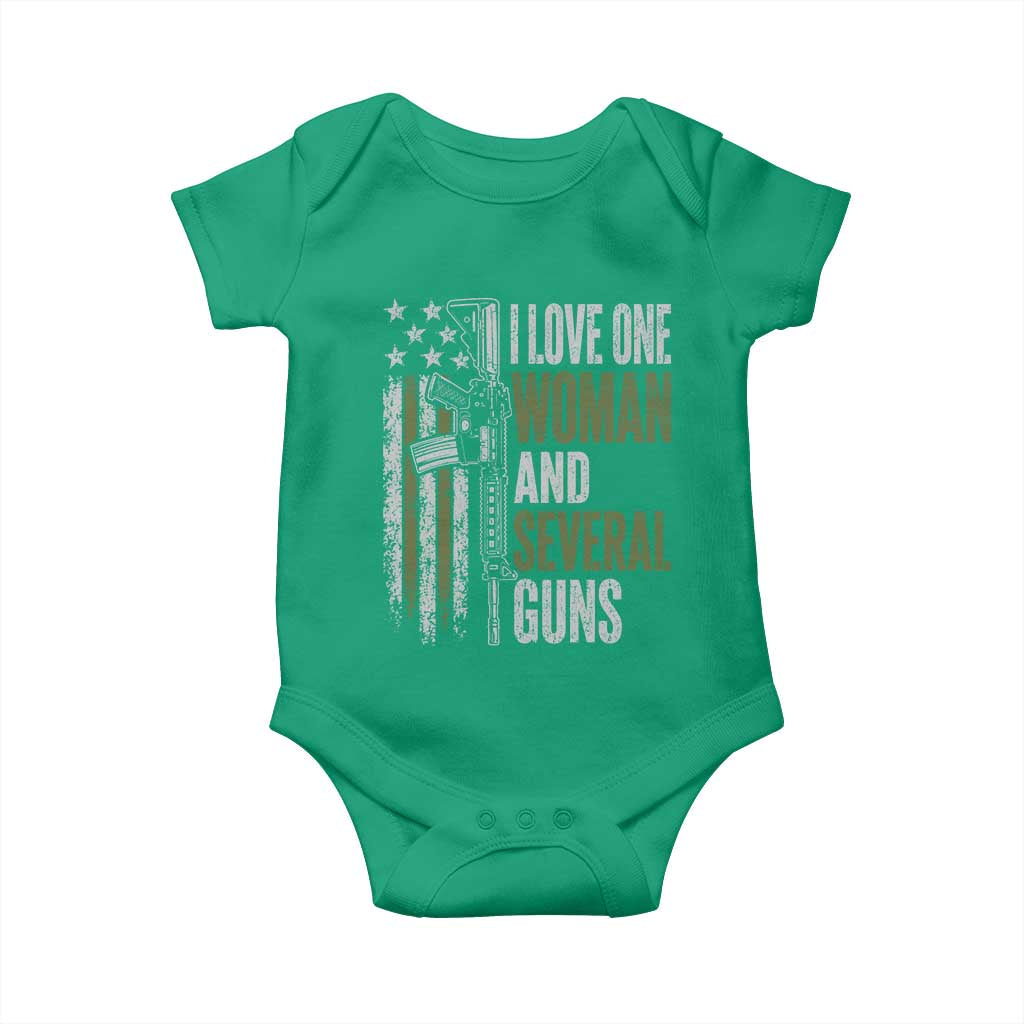 I Love One Woman And Several Guns Baby Onesie Vintage American Flag Funny Husband Gun Lover