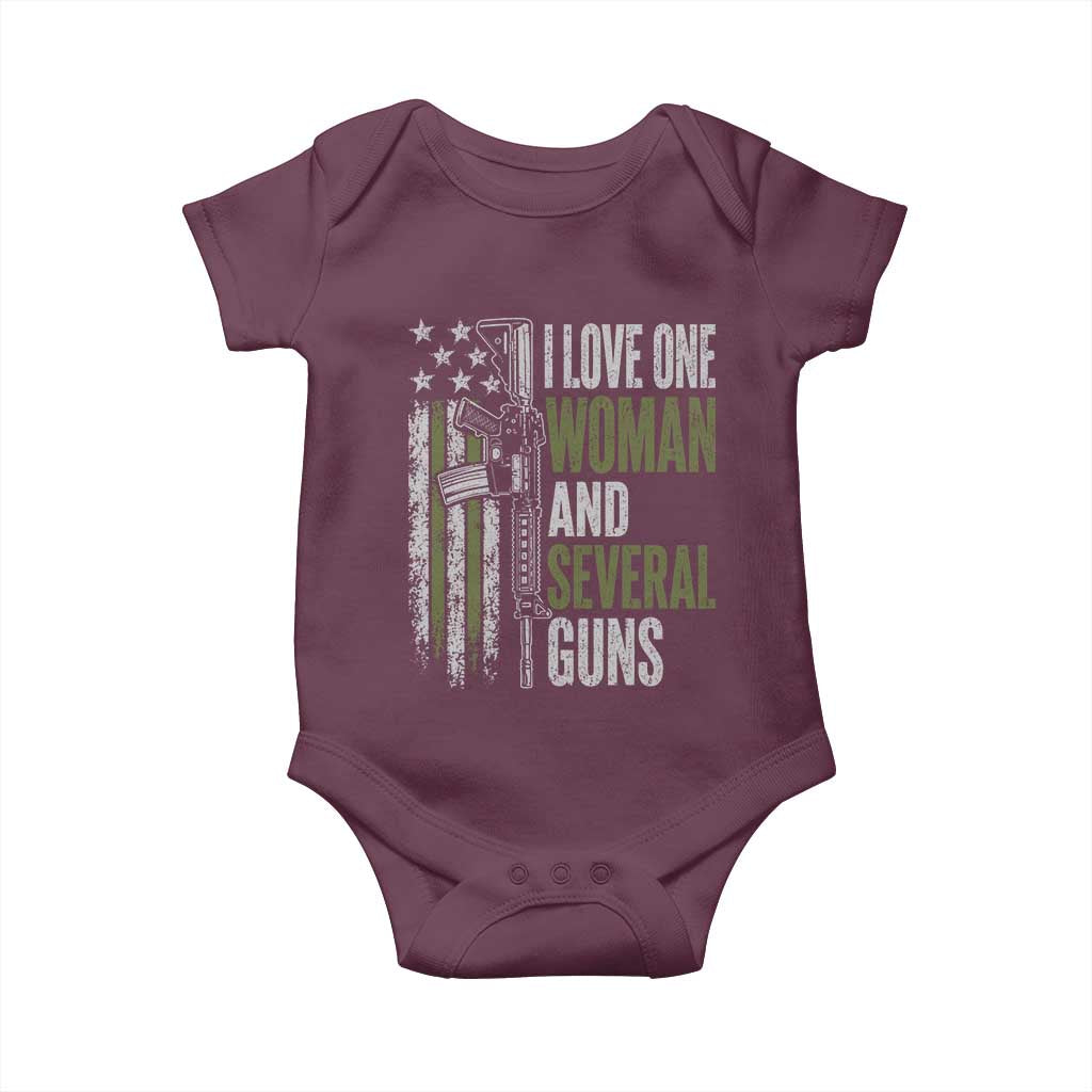 I Love One Woman And Several Guns Baby Onesie Vintage American Flag Funny Husband Gun Lover