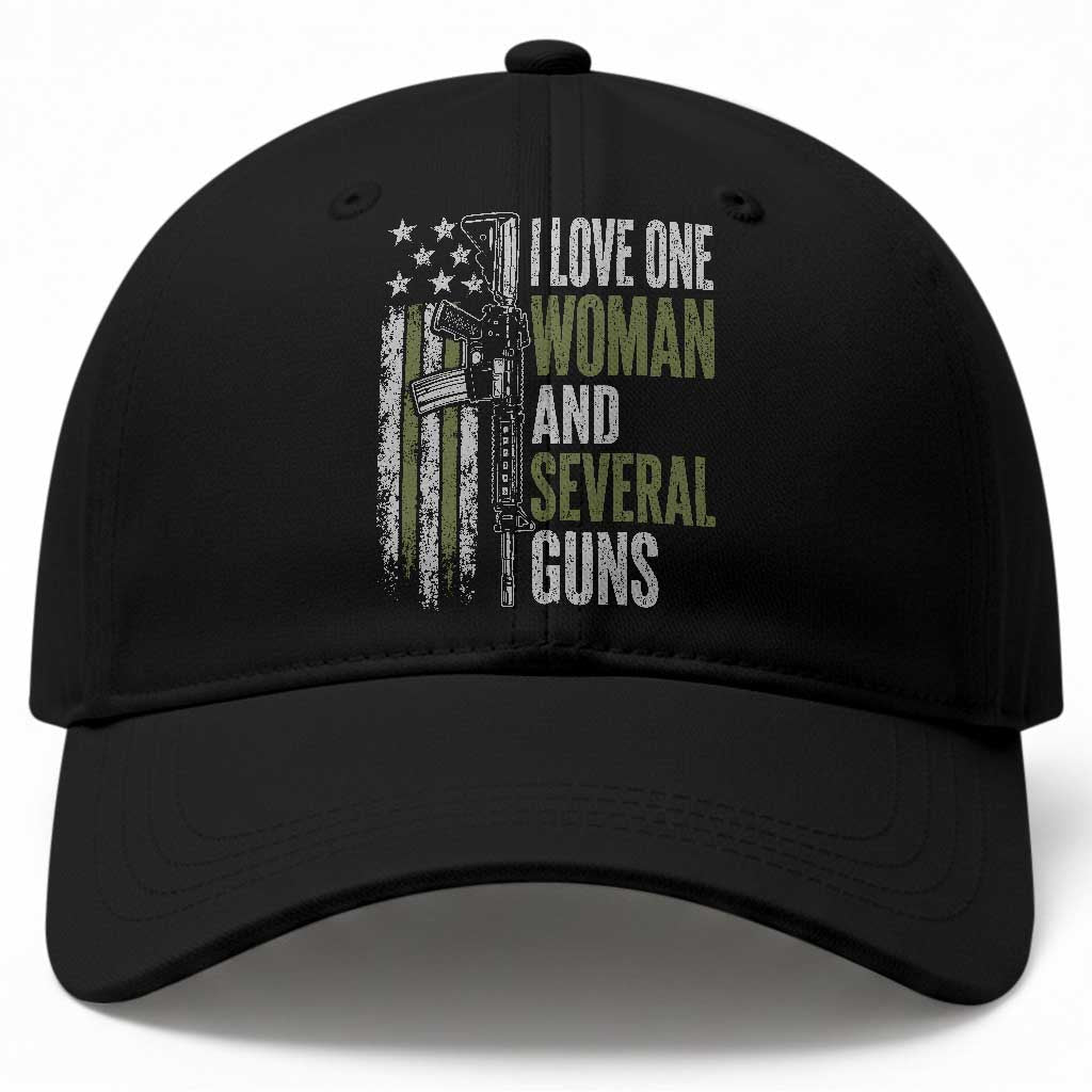 I Love One Woman And Several Guns Baseball Cap Vintage American Flag Funny Husband Gun Lover