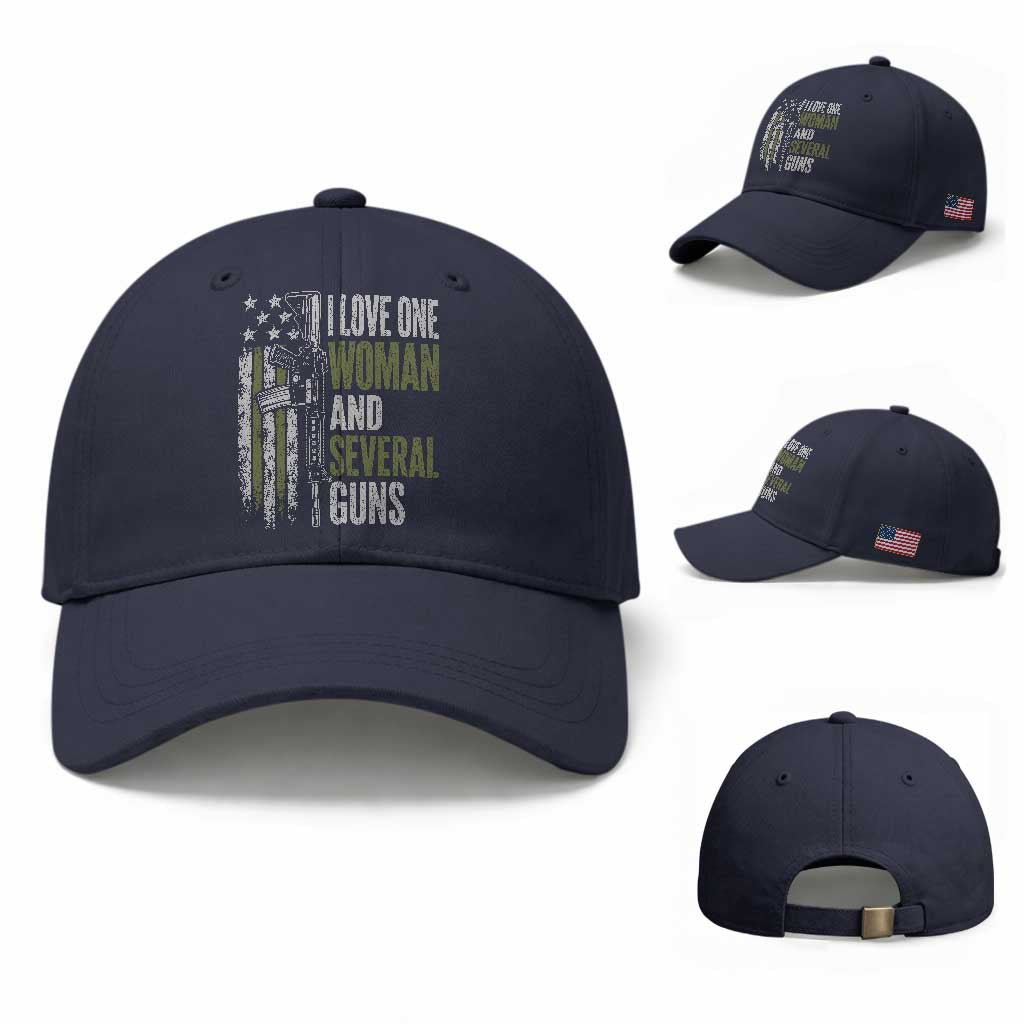 I Love One Woman And Several Guns Baseball Cap Vintage American Flag Funny Husband Gun Lover