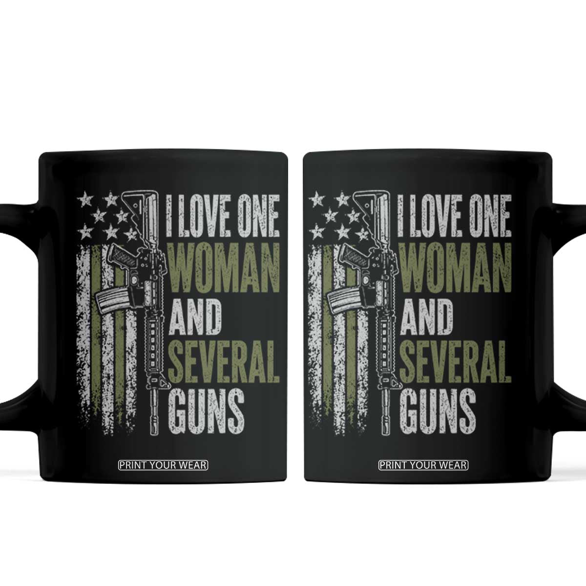 I Love One Woman And Several Guns Coffee Mug Vintage American Flag Funny Husband Gun Lover