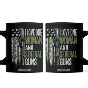 I Love One Woman And Several Guns Coffee Mug Vintage American Flag Funny Husband Gun Lover