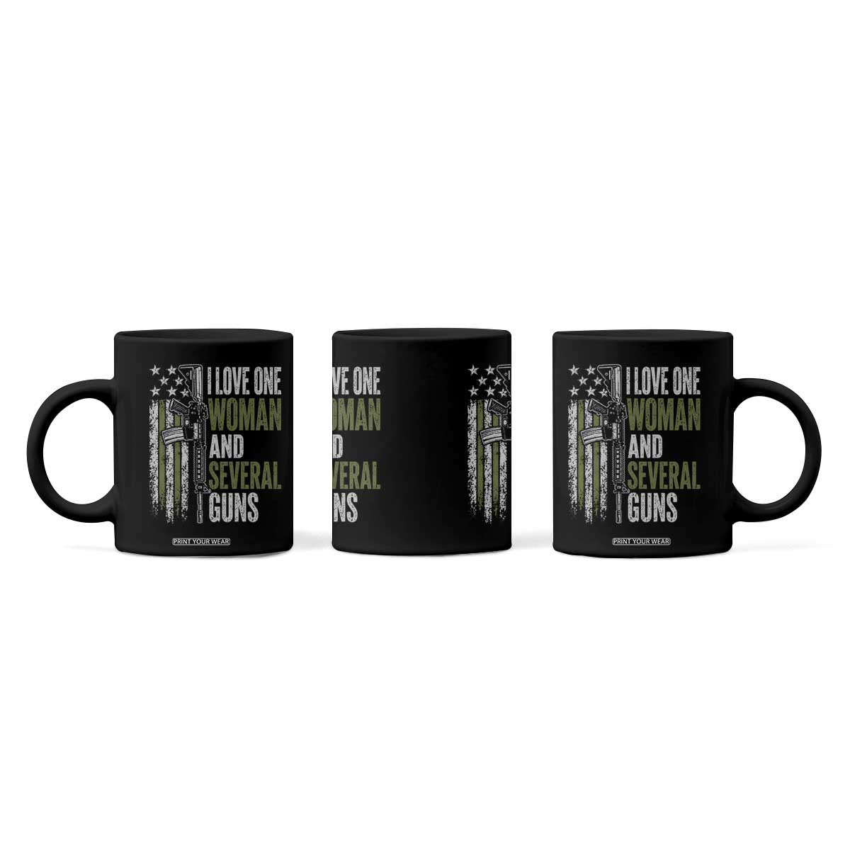 I Love One Woman And Several Guns Coffee Mug Vintage American Flag Funny Husband Gun Lover