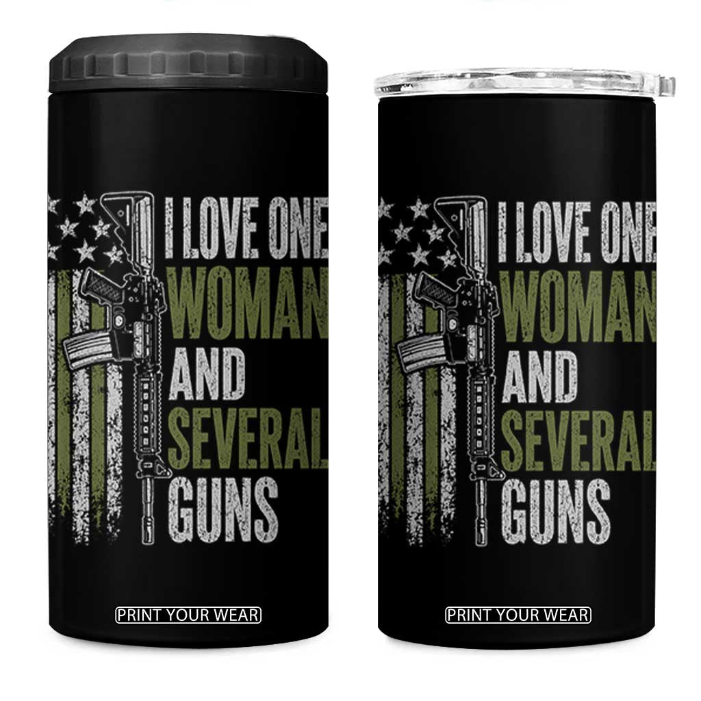 I Love One Woman And Several Guns 4 in 1 Can Cooler Tumbler Vintage American Flag Funny Husband Gun Lover TS10 One Size: 16 oz Black Print Your Wear