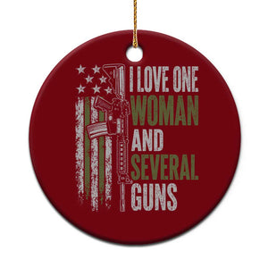 I Love One Woman And Several Guns Ceramic Ornament Vintage American Flag Funny Husband Gun Lover