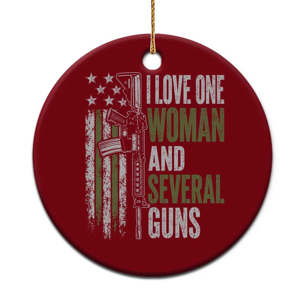 I Love One Woman And Several Guns Ceramic Ornament Vintage American Flag Funny Husband Gun Lover TS10 1pc Red Print Your Wear