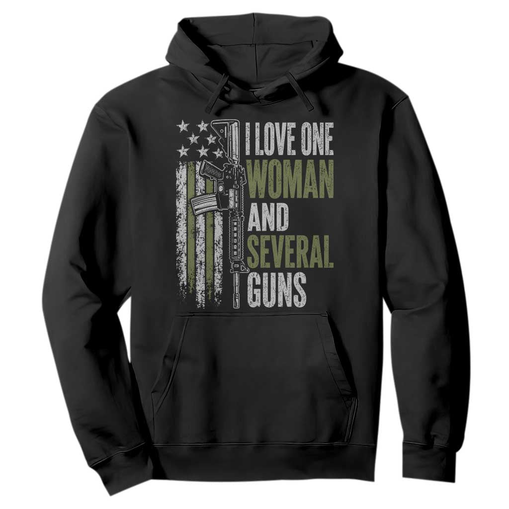 I Love One Woman And Several Guns Hoodie Vintage American Flag Funny Husband Gun Lover