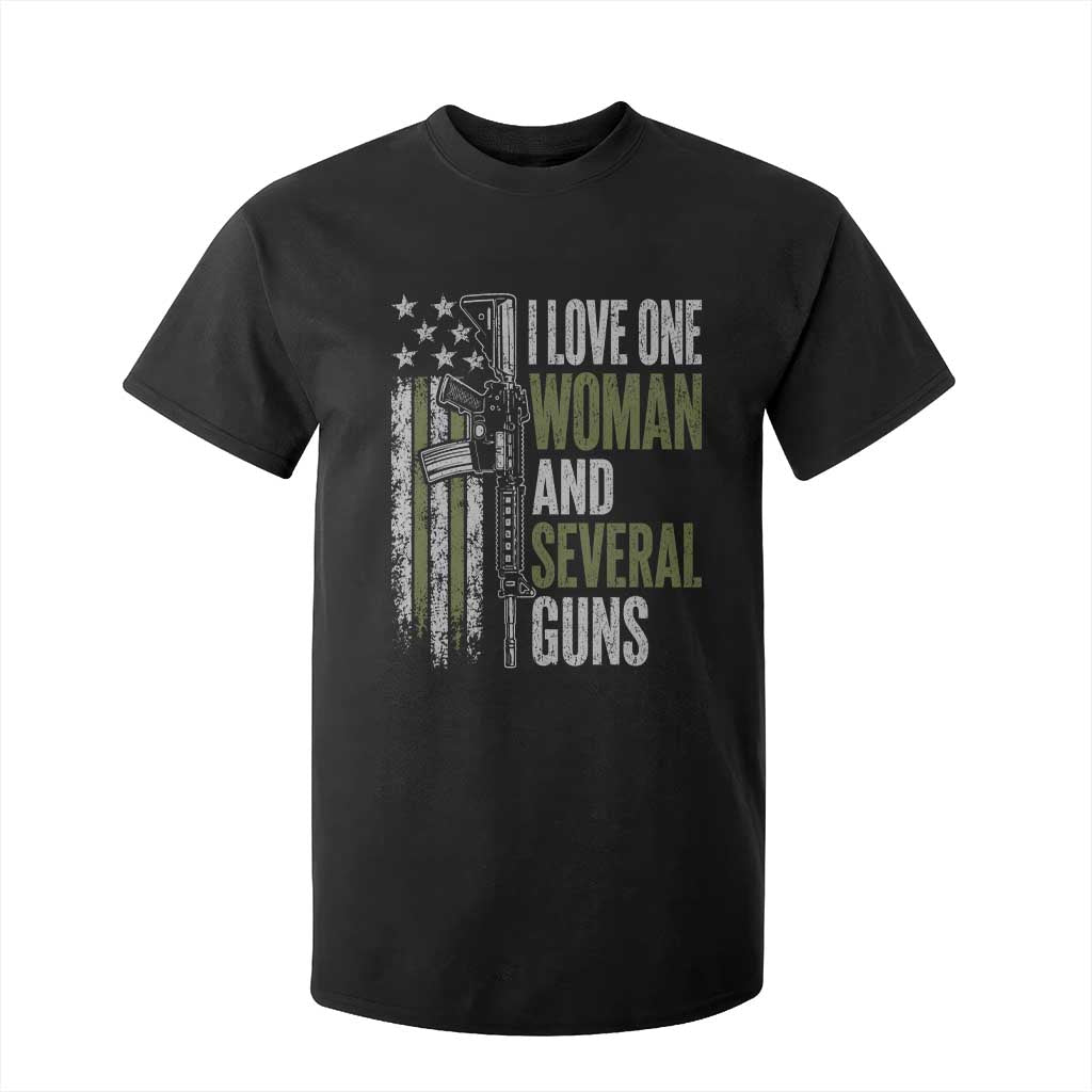 I Love One Woman And Several Guns T Shirt For Kid Vintage American Flag Funny Husband Gun Lover