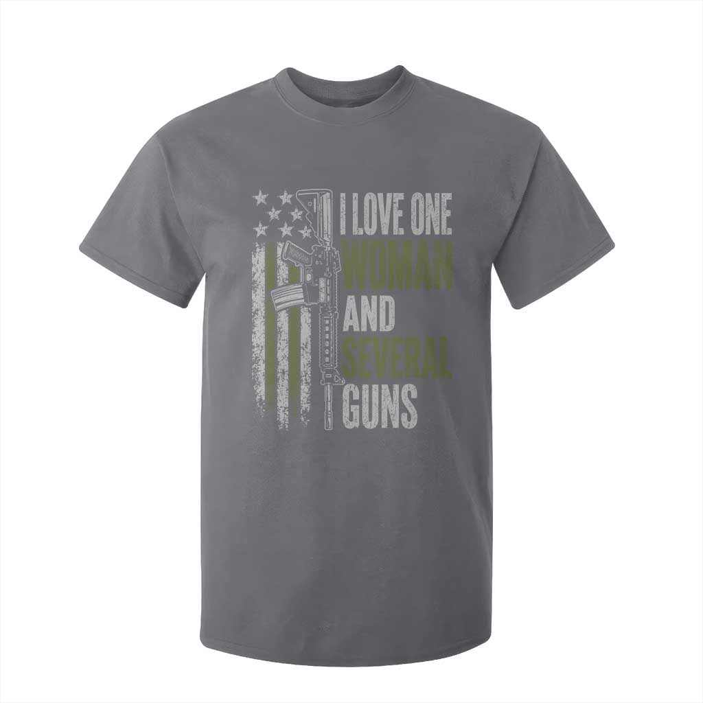 I Love One Woman And Several Guns T Shirt For Kid Vintage American Flag Funny Husband Gun Lover