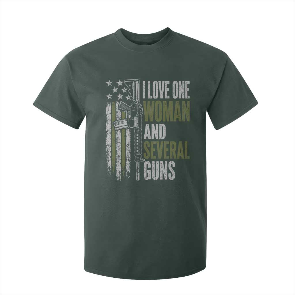 I Love One Woman And Several Guns T Shirt For Kid Vintage American Flag Funny Husband Gun Lover