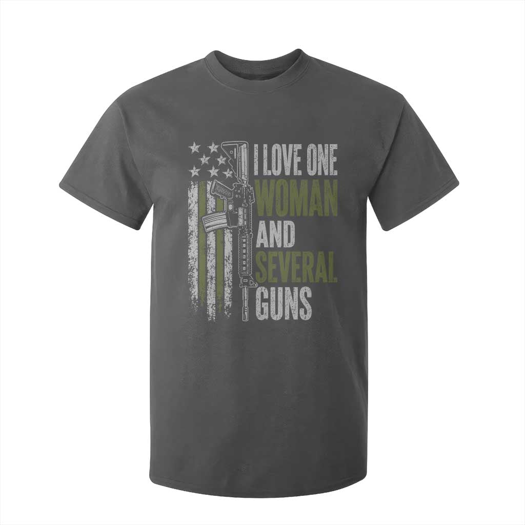 I Love One Woman And Several Guns T Shirt For Kid Vintage American Flag Funny Husband Gun Lover