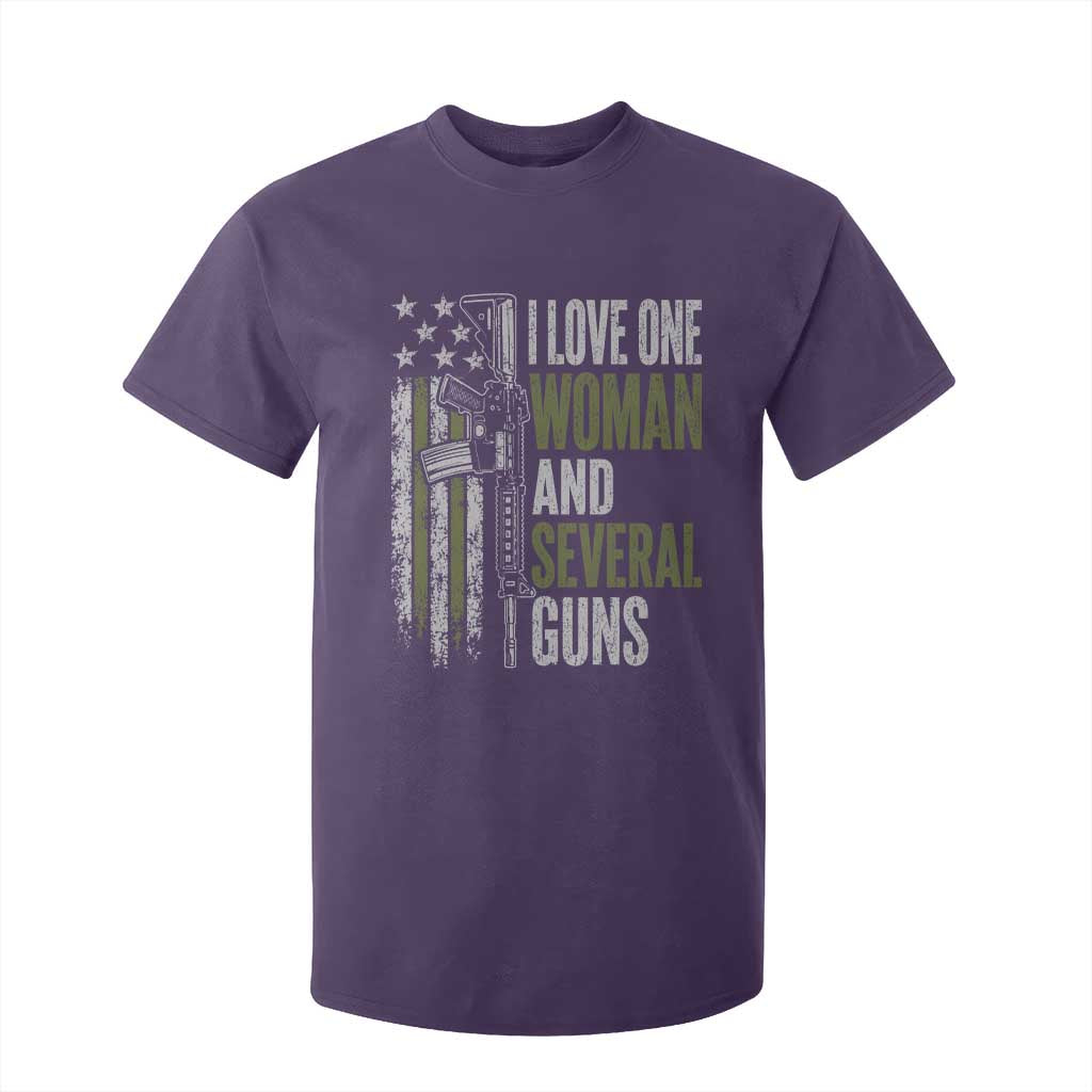 I Love One Woman And Several Guns T Shirt For Kid Vintage American Flag Funny Husband Gun Lover