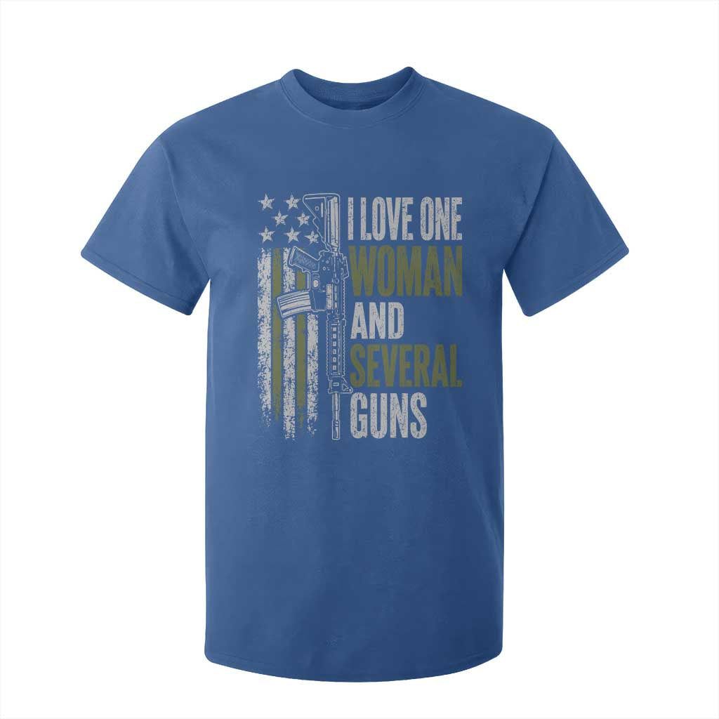 I Love One Woman And Several Guns T Shirt For Kid Vintage American Flag Funny Husband Gun Lover