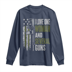 I Love One Woman And Several Guns Long Sleeve Shirt Vintage American Flag Funny Husband Gun Lover