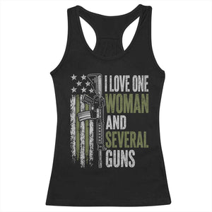 I Love One Woman And Several Guns Racerback Tank Top Vintage American Flag Funny Husband Gun Lover