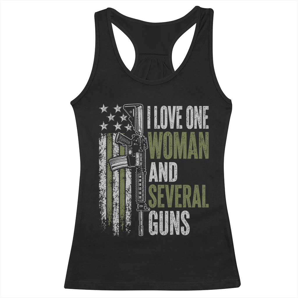 I Love One Woman And Several Guns Racerback Tank Top Vintage American Flag Funny Husband Gun Lover TS10 Black Print Your Wear
