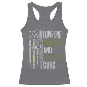 I Love One Woman And Several Guns Racerback Tank Top Vintage American Flag Funny Husband Gun Lover