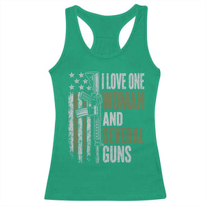 I Love One Woman And Several Guns Racerback Tank Top Vintage American Flag Funny Husband Gun Lover