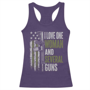 I Love One Woman And Several Guns Racerback Tank Top Vintage American Flag Funny Husband Gun Lover
