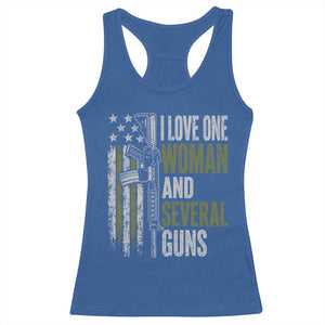 I Love One Woman And Several Guns Racerback Tank Top Vintage American Flag Funny Husband Gun Lover