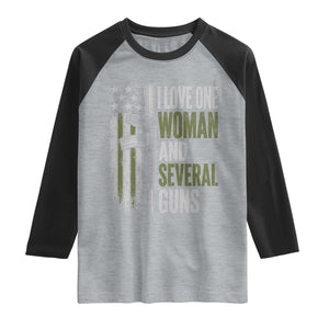 I Love One Woman And Several Guns Raglan Shirt Vintage American Flag Funny Husband Gun Lover