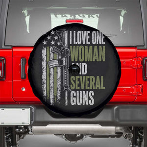 I Love One Woman And Several Guns Spare Tire Cover Vintage American Flag Funny Husband Gun Lover