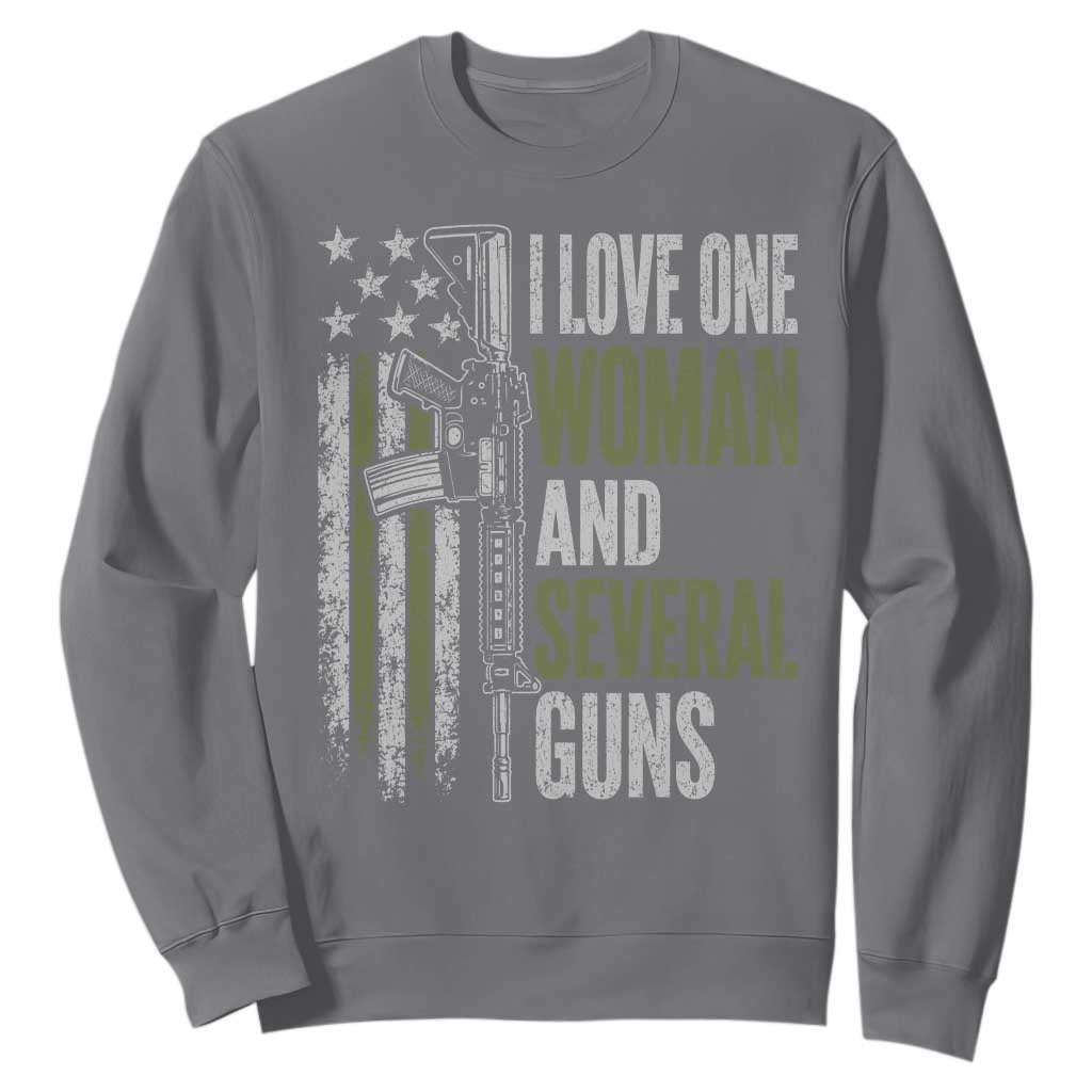 I Love One Woman And Several Guns Sweatshirt Vintage American Flag Funny Husband Gun Lover