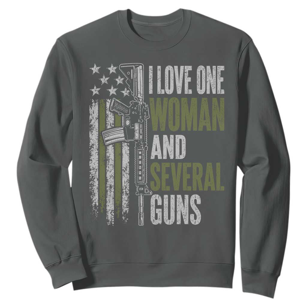 I Love One Woman And Several Guns Sweatshirt Vintage American Flag Funny Husband Gun Lover