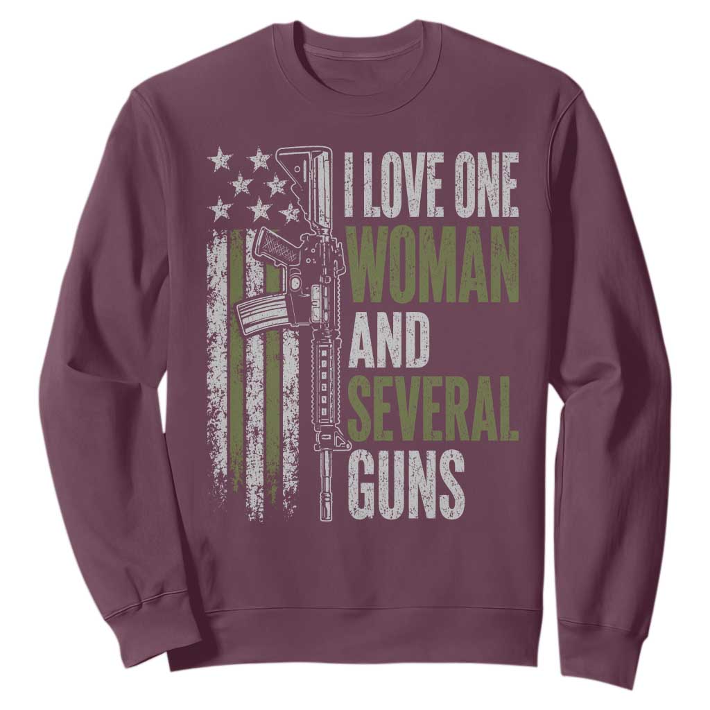 I Love One Woman And Several Guns Sweatshirt Vintage American Flag Funny Husband Gun Lover