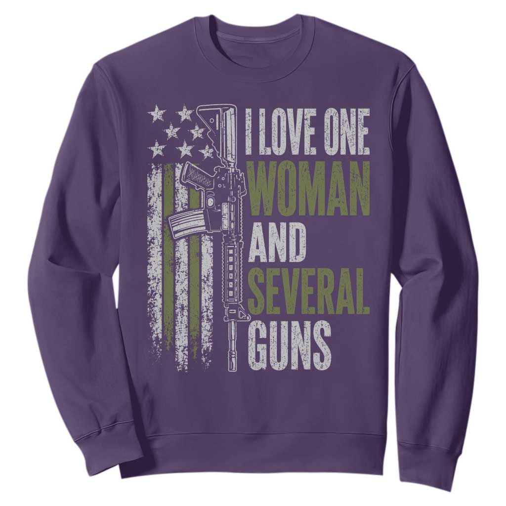 I Love One Woman And Several Guns Sweatshirt Vintage American Flag Funny Husband Gun Lover