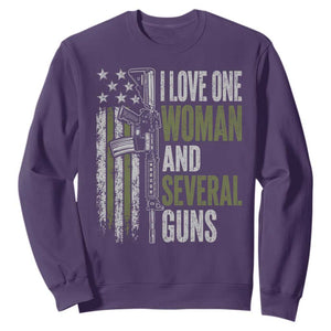 I Love One Woman And Several Guns Sweatshirt Vintage American Flag Funny Husband Gun Lover