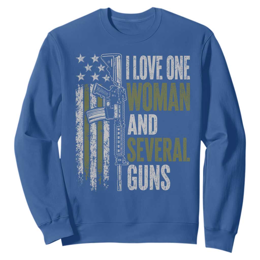 I Love One Woman And Several Guns Sweatshirt Vintage American Flag Funny Husband Gun Lover