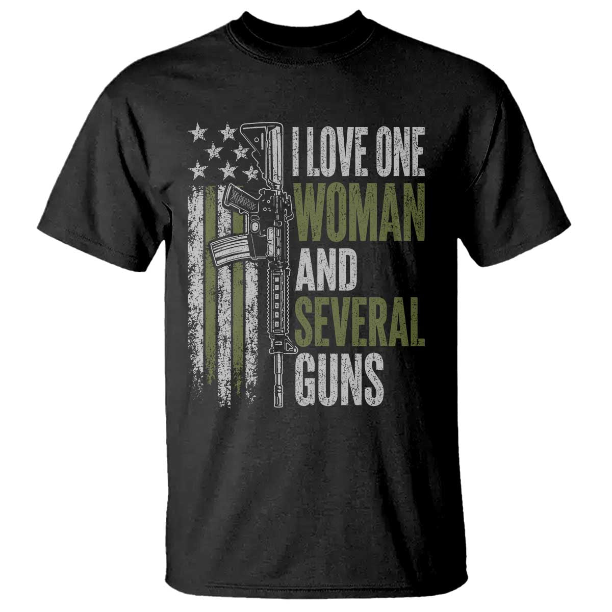 I Love One Woman And Several Guns T Shirt Vintage American Flag Funny Husband Gun Lover