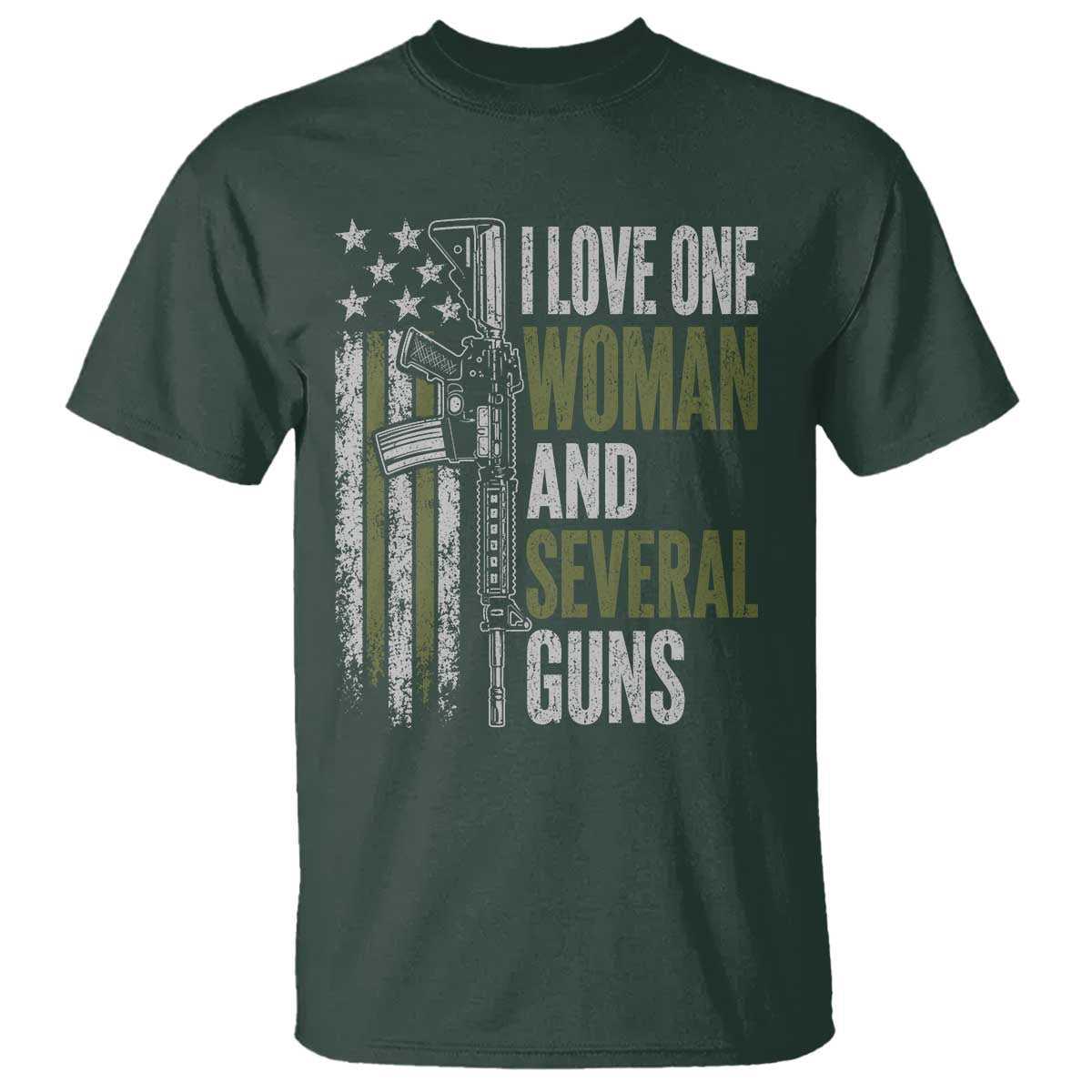 I Love One Woman And Several Guns T Shirt Vintage American Flag Funny Husband Gun Lover