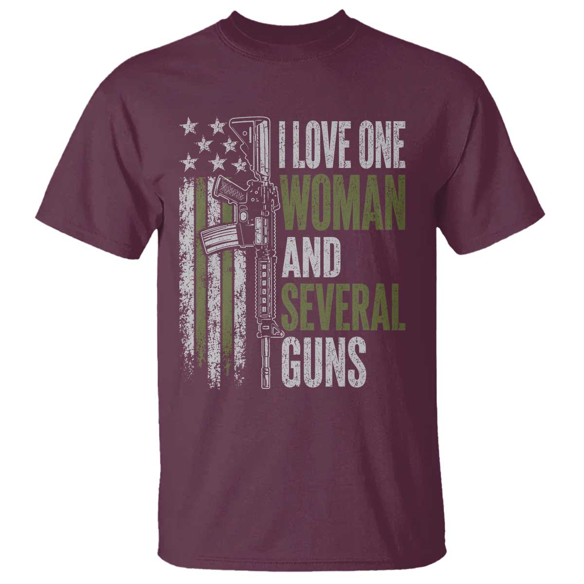 I Love One Woman And Several Guns T Shirt Vintage American Flag Funny Husband Gun Lover