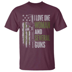 I Love One Woman And Several Guns T Shirt Vintage American Flag Funny Husband Gun Lover