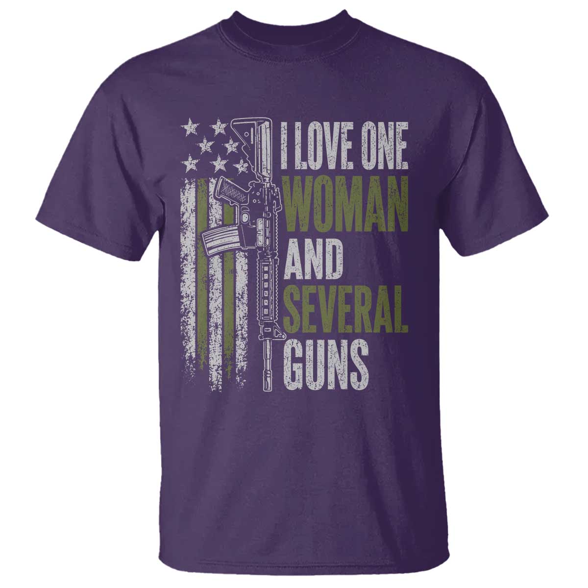 I Love One Woman And Several Guns T Shirt Vintage American Flag Funny Husband Gun Lover