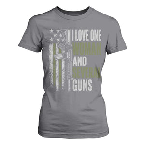 I Love One Woman And Several Guns T Shirt For Women Vintage American Flag Funny Husband Gun Lover
