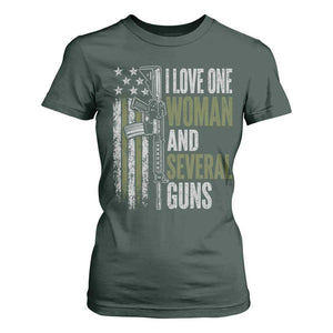I Love One Woman And Several Guns T Shirt For Women Vintage American Flag Funny Husband Gun Lover